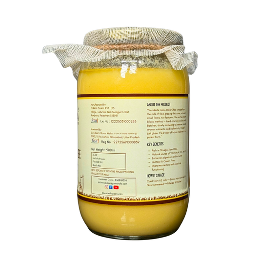 Swadeshi Gaon Wala A2 Bilona Ghee | 900ml