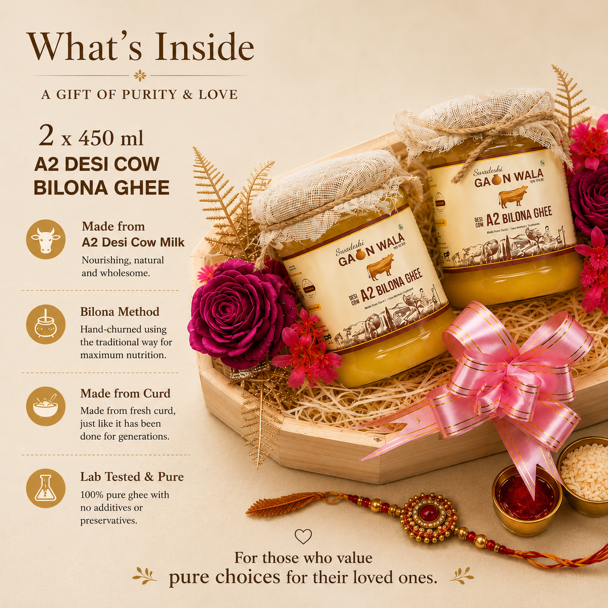 A2 Bilona Ghee Gift Hamper | 2 × 450 ml